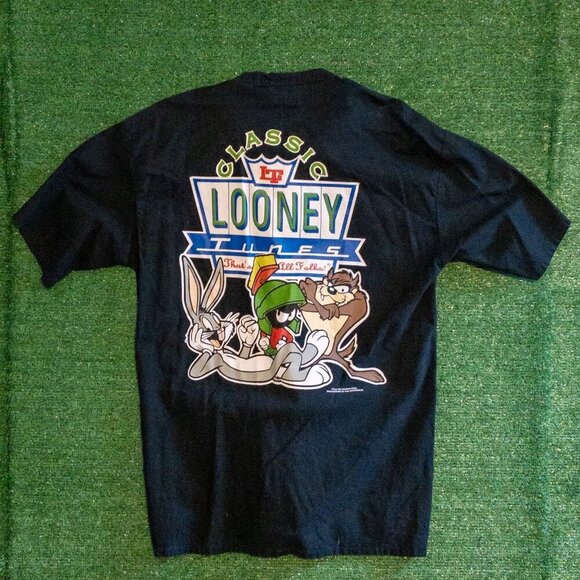 VTG SUN SPORTSWEAR LOONEY TUNES BOWLING SHIRT 1994 RETRO GRAPHIC BUGS TAZ SIZE L - Picture 1 of 7